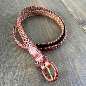 Talbots Woven Braided Genuine Leather Belt M/L Brown Casual Everydaycore
